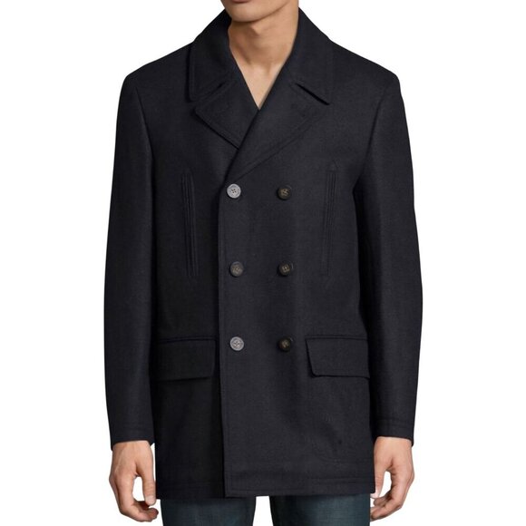 Lauren Ralph Lauren Wool Blend Classic Anchor Button Peacoat Size 38S - Picture 1 of 15